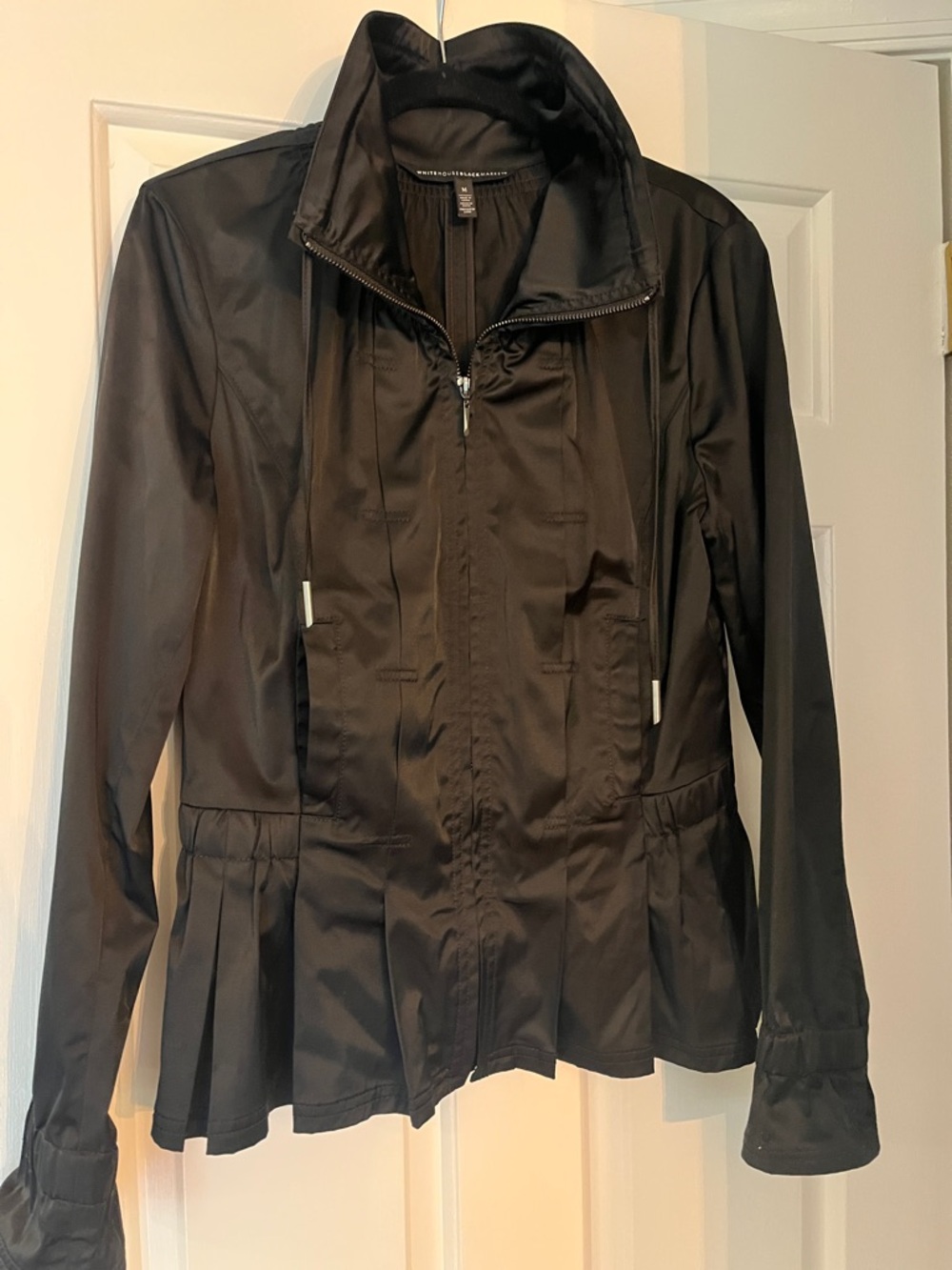 White House Black Market Black Drawstring Peplum Jacket